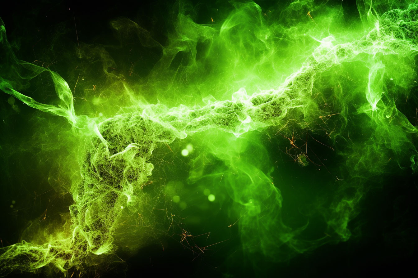 A green galaxy-like pattern of colors.